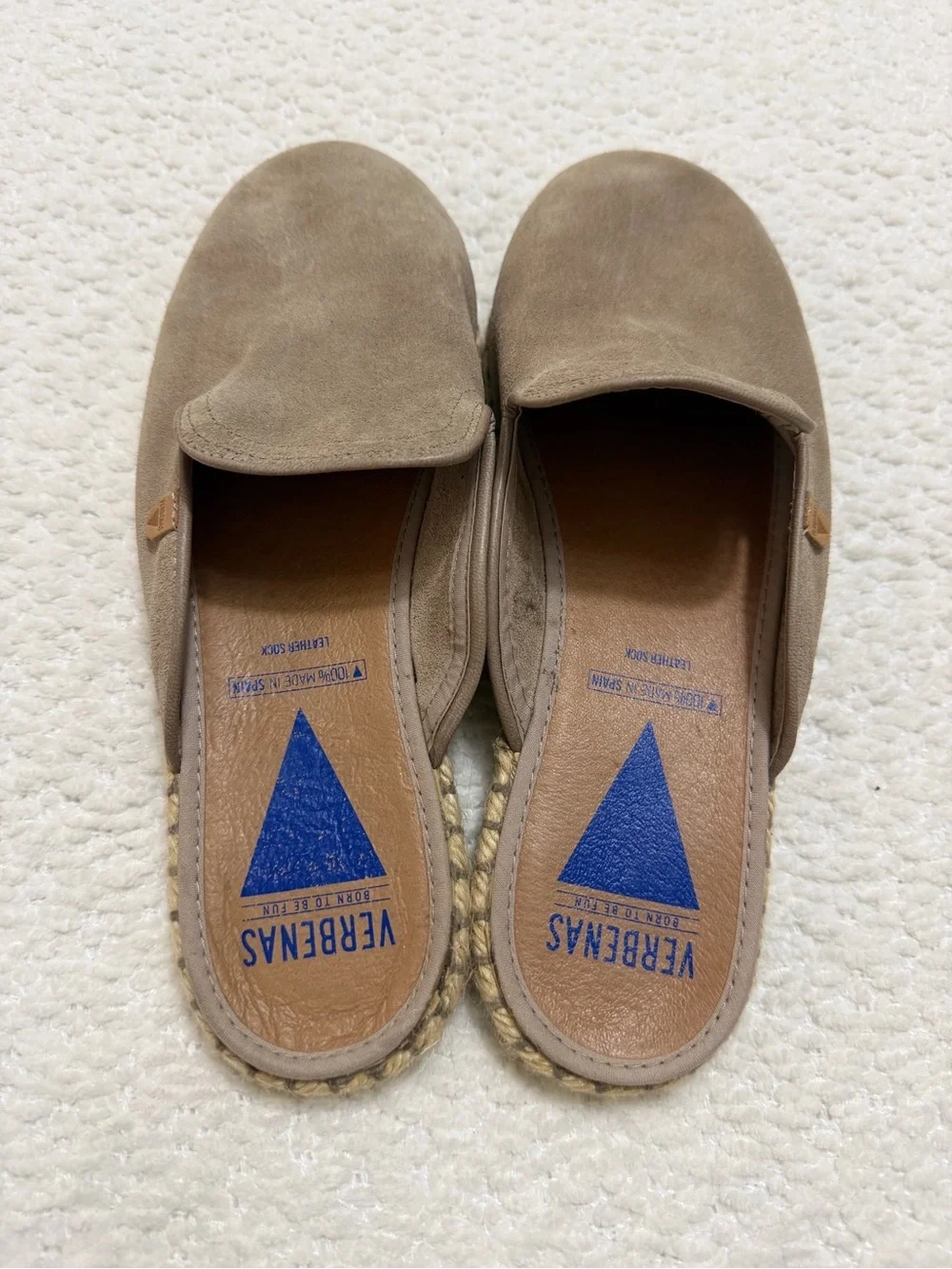 Verbenas Celia Espadrilles Taupe Suede Flats Women’s Size 41 EU 10-10.5 US